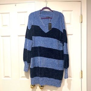 Nordstrom Womens Oversize Blue Stripe Sweater XL